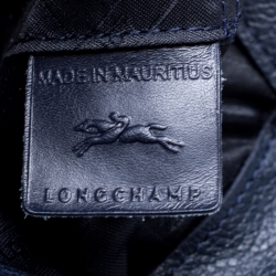Pre Owned Longchamp Navy Blue Leather Tote