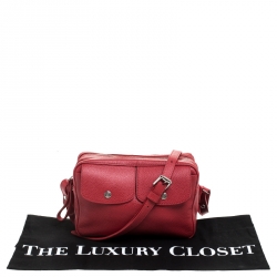 Pre Owned Longchamp Red Leather Le Foulonne Camera Crossbody Bag