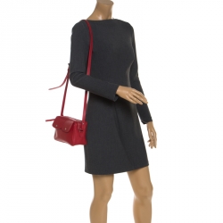 Pre Owned Longchamp Red Leather Le Foulonne Camera Crossbody Bag