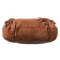 Longchamp Brown Suede Fringed Zipper Trim Hobo Bag