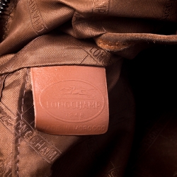 Longchamp Brown Suede Fringed Zipper Trim Hobo Bag