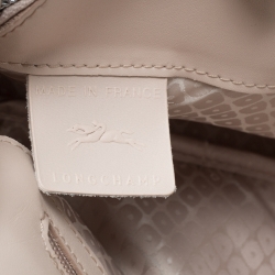 Longchamp Light Beige Leather Flap Crossbody Bag