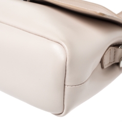 Longchamp Light Beige Leather Flap Crossbody Bag