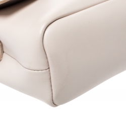 Longchamp Light Beige Leather Flap Crossbody Bag