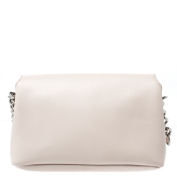 Longchamp Light Beige Leather Flap Crossbody Bag
