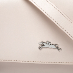 Longchamp Light Beige Leather Flap Crossbody Bag