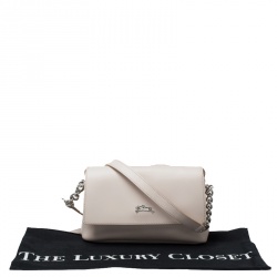 Longchamp Light Beige Leather Flap Crossbody Bag