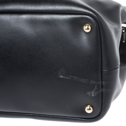 Pre Owned Longchamp Black Leather Honore Tote