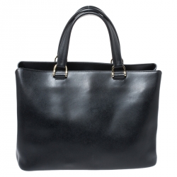Pre Owned Longchamp Black Leather Honore Tote