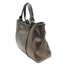 Pre Owned Longchamp Black/Gold Leather Tote Bag 