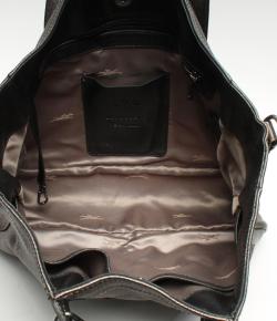 Pre Owned Longchamp Black/Gold Leather Tote Bag 