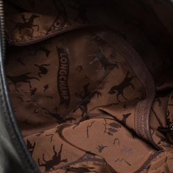 Pre Owned Longchamp Black Leather Front Pocket Hobo