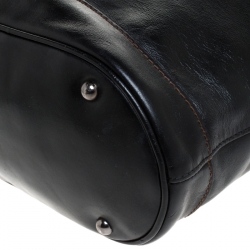 Pre Owned Longchamp Black Leather Front Pocket Hobo