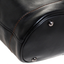 Pre Owned Longchamp Black Leather Front Pocket Hobo