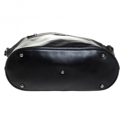 Pre Owned Longchamp Black Leather Front Pocket Hobo