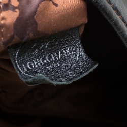 Pre Owned Longchamp Black Leather Front Pocket Hobo