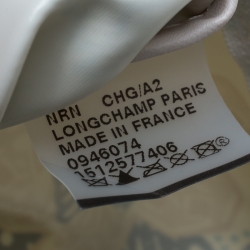 Pre Owned Longchamp Blue/White Floral Print Nylon and Leather Small Le Pliage Tote