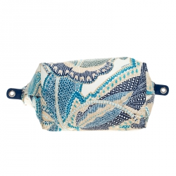 Pre Owned Longchamp Blue/White Floral Print Nylon and Leather Small Le Pliage Tote