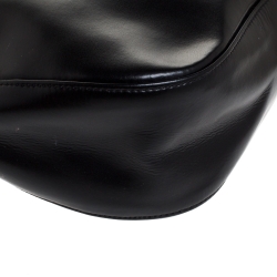 Pre Owned Longchamp Black Leather Roseau Hobo
