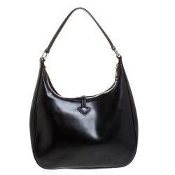 Pre Owned Longchamp Black Leather Roseau Hobo