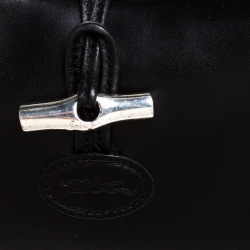 Pre Owned Longchamp Black Leather Roseau Hobo