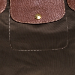 Pre Owned Longchamp Olive Green Nylon Small Le Pliage Tote