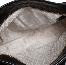 Pre Owned Longchamp Black Embellished Fur and Patent Leather Evening Bag