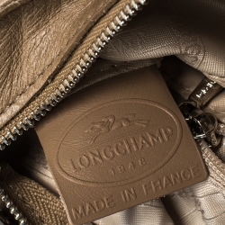 Longchamp Beige Leather Buckle Flap Shoulder Bag