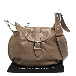 Longchamp Beige Leather Buckle Flap Shoulder Bag