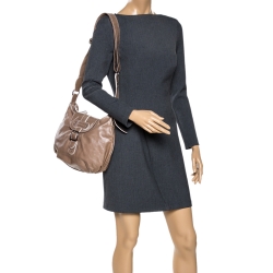 Longchamp Beige Leather Buckle Flap Shoulder Bag