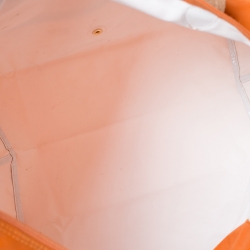 Longchamo Orange/Brown Nylon and Leather Le Pliage Tote