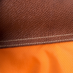 Longchamo Orange/Brown Nylon and Leather Le Pliage Tote