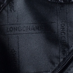 Longchamp Black Crocodile Embossed Leather Roseau Tote 