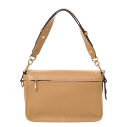 Pre Owned Longchamp Beige Perforated Leather Le Pliage Heritage Top Handle Bag