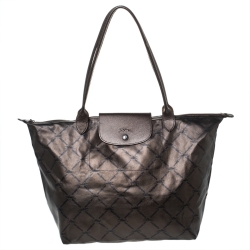 Longchamp Metallic Brown Nylon and Leather Le Pliage Tote 