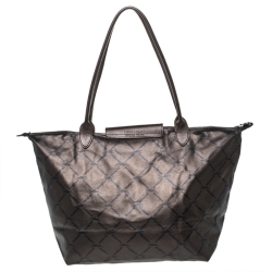 Longchamp Metallic Brown Nylon and Leather Le Pliage Tote 