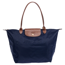 Pre Owned Longchamp Navy Blue Nylon Le Pliage Tote