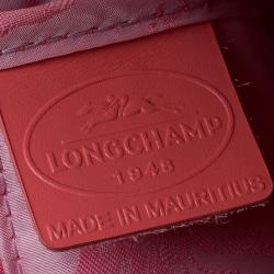 Pre Owned Longchamp Corail Pink Croc Embossed Leather Roseau Tote