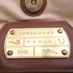 Pre Owned Longchamp Brown Embossed Leather Tote