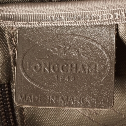 Pre Owned Longchamp Grey Leather Top Zip Bag