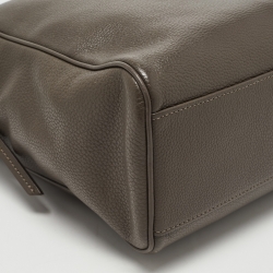 Pre Owned Longchamp Grey Leather Top Zip Bag