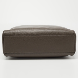 Pre Owned Longchamp Grey Leather Top Zip Bag