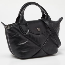 Pre Owned Longchamp Black Quilted Leather Mini Le Pilage Neo Tote