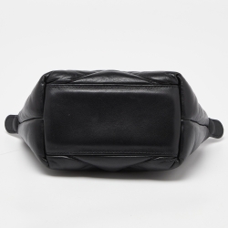 Pre Owned Longchamp Black Quilted Leather Mini Le Pilage Neo Tote