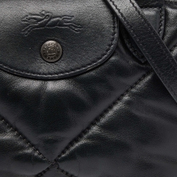 Pre Owned Longchamp Black Quilted Leather Mini Le Pilage Neo Tote