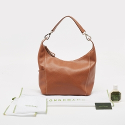Pre Owned Longchamp Brown Leather Le Foulonne City Bag