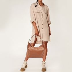 Pre Owned Longchamp Brown Leather Le Foulonne City Bag