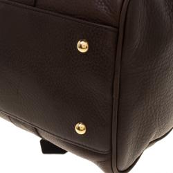 Pre Owned Longchamp Brown Leather Gloucester Bowling Bag