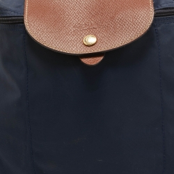 Longchamp Brown/Navy Blue Nylon Le Pliage Backpack