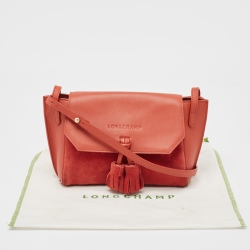 Longchamp Brick Red Suede and Leather Penelope Crossbody Bag